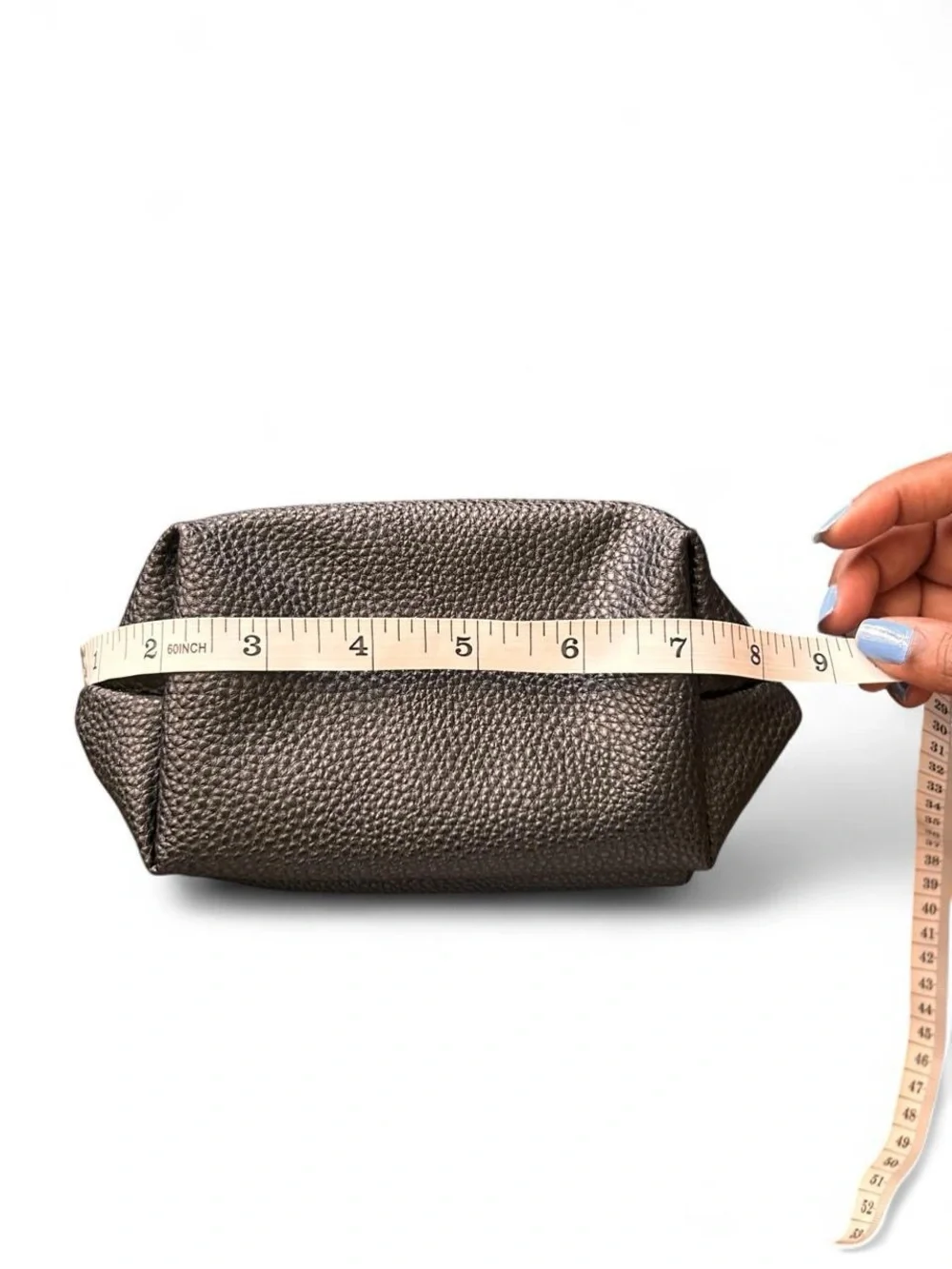 French Connection Black Pebbled Cosmetic Pouch Clean Girl Minimalist Travel Bag